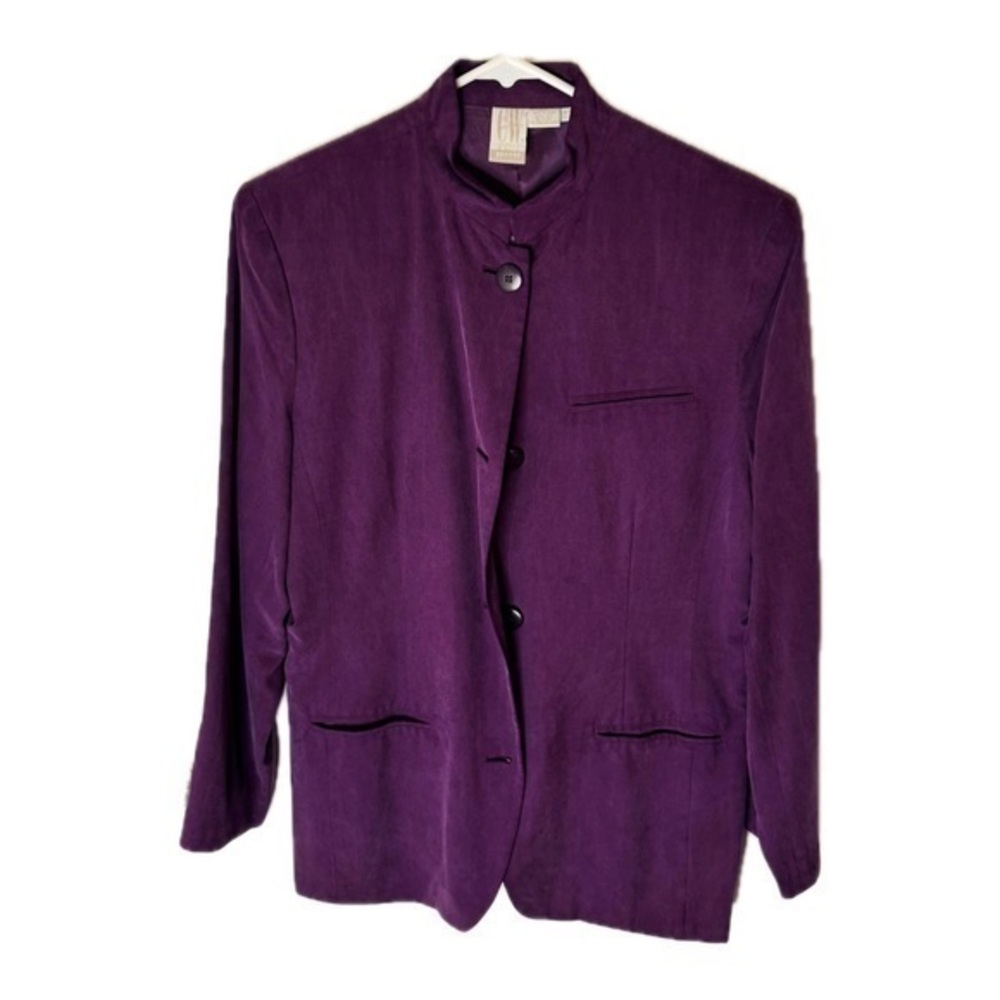 Vintage Clifford and Wills Blouse – Petite Size 8 – Purple – 100% Silk